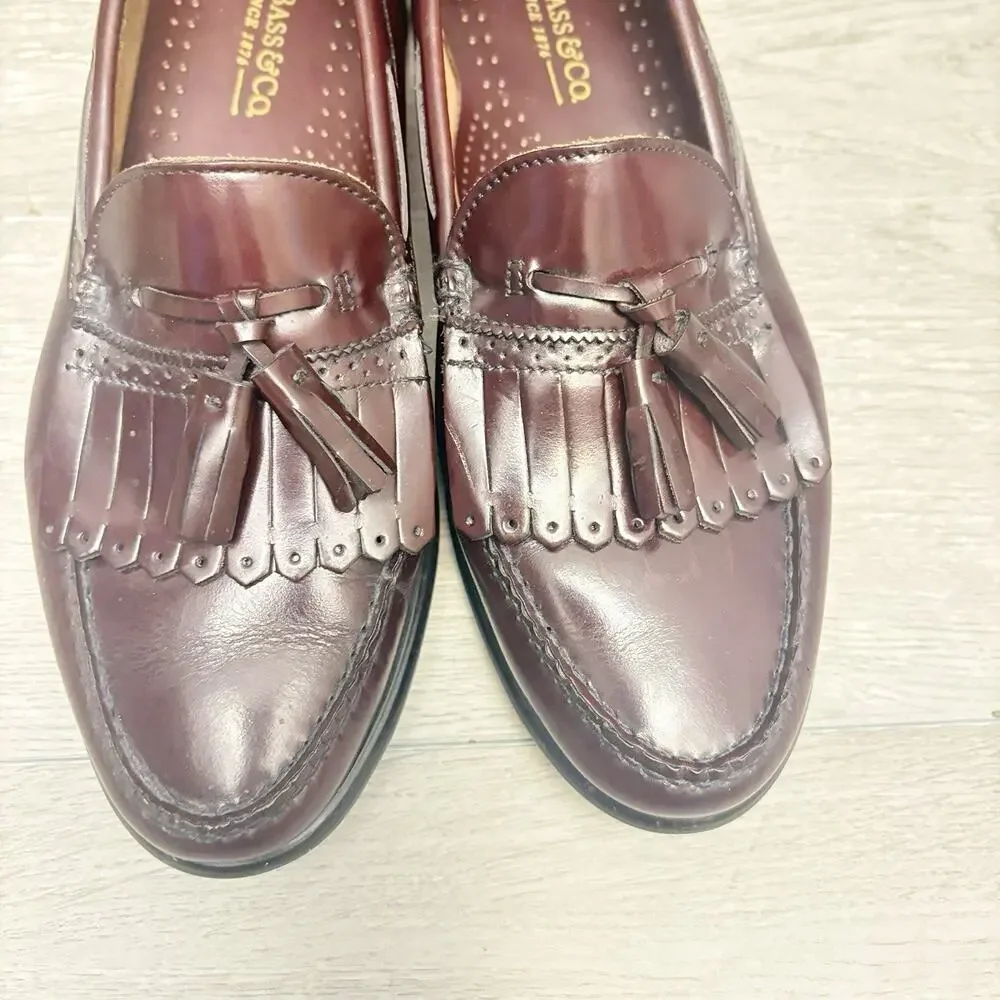 G.H. Bass Weejuns Loafers Layton Tassel Kiltie Burgundy Wine Loafers Size 9.5D